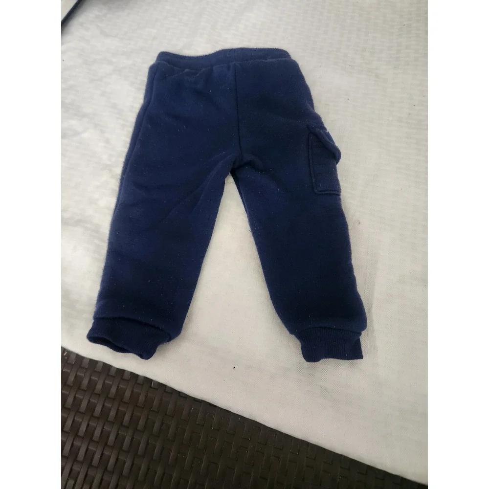 Ms. Rachel Toddler Jogger Pants Navy Blue Cargo Pocket Fleece 12M Sweatpants